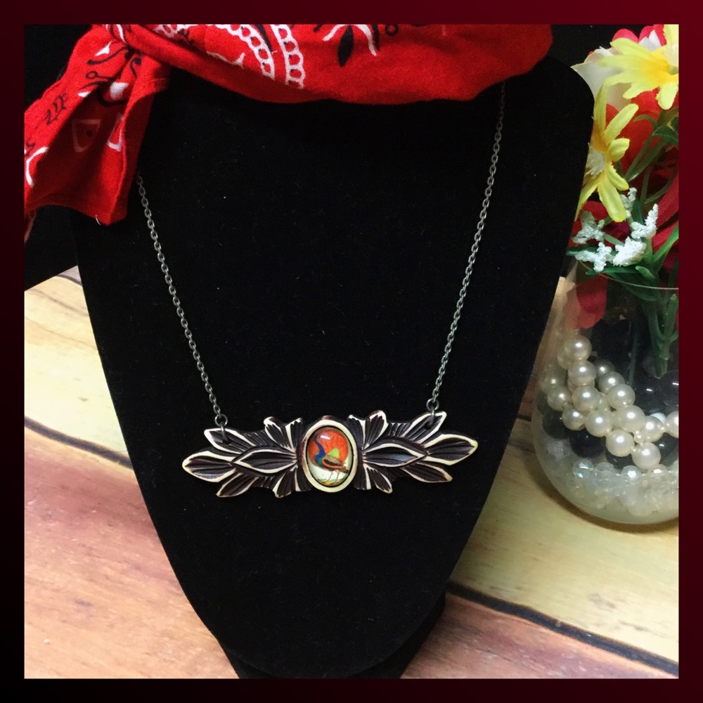 Hotcakes design peacock sterling silver necklace
